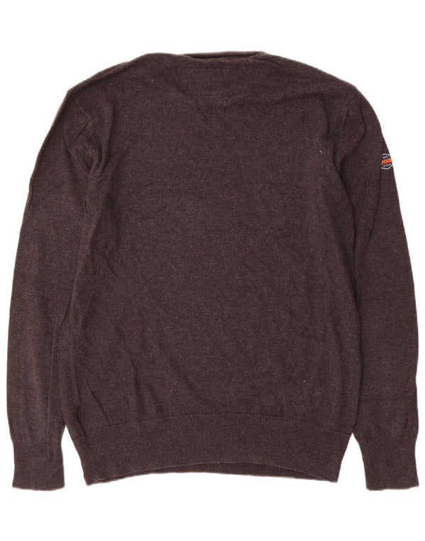 Maglione da uomo con scollo a barca Superdry in cotone grigio medio
