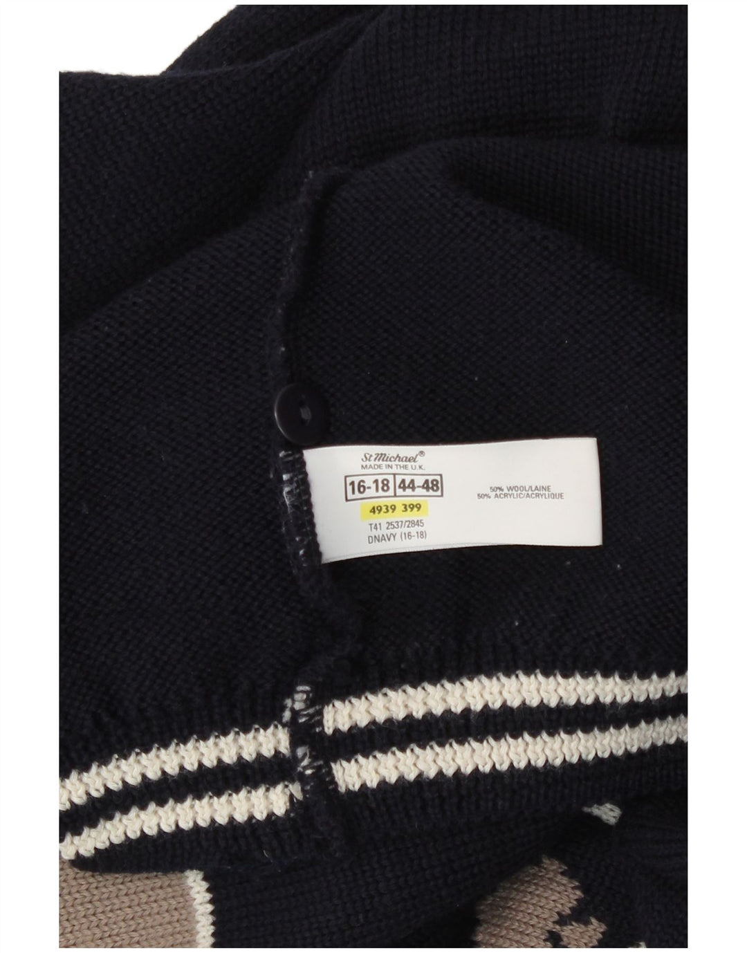 Maglione cardigan da donna St Michael UK 16/18 Large Blu Navy Colourblock