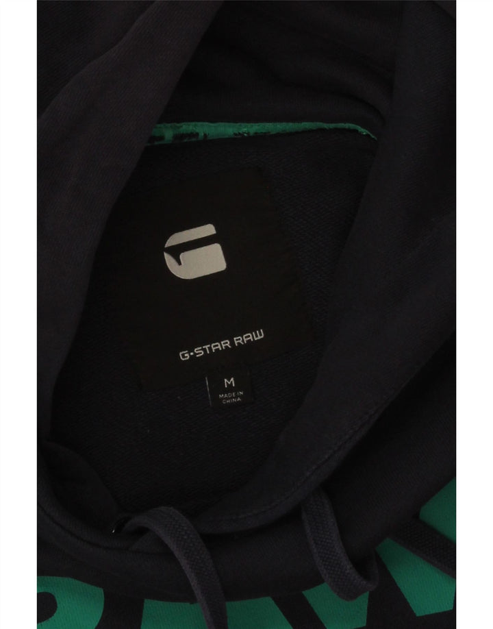 Felpa con cappuccio grafica da uomo G-Star, cotone medio blu navy