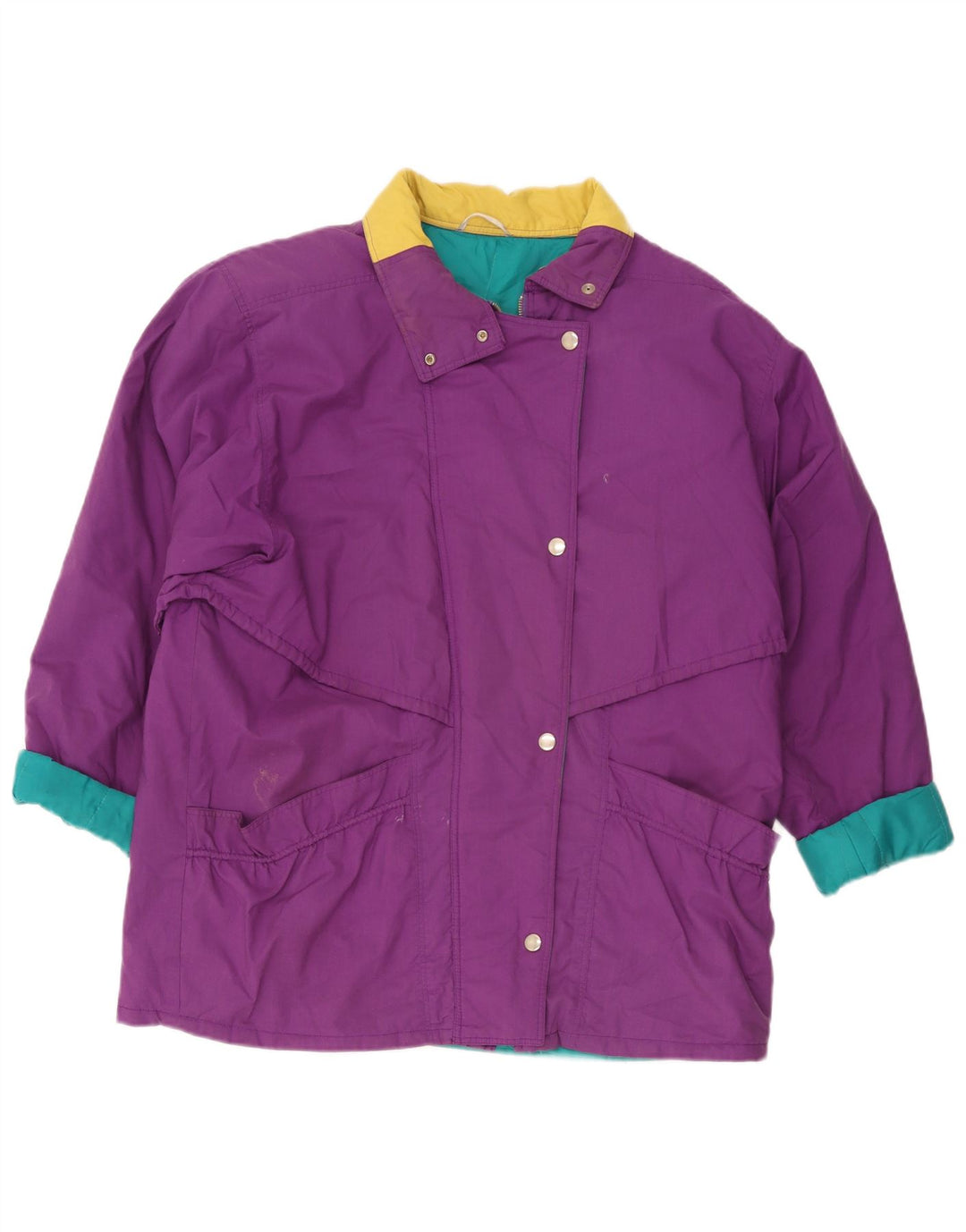 Giacca a vento vintage da donna UK 18 XL Poliestere color block viola