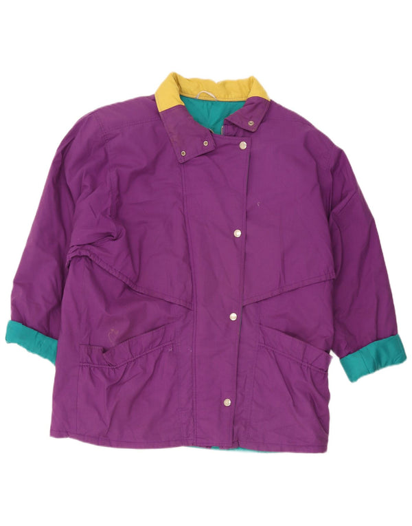Giacca a vento vintage da donna UK 18 XL Poliestere color block viola