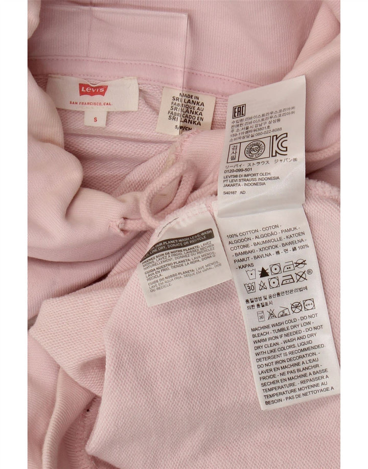 LEVI'S Felpa con cappuccio grafica oversize da donna con cappuccio grafico UK 10 Small Cotone rosa