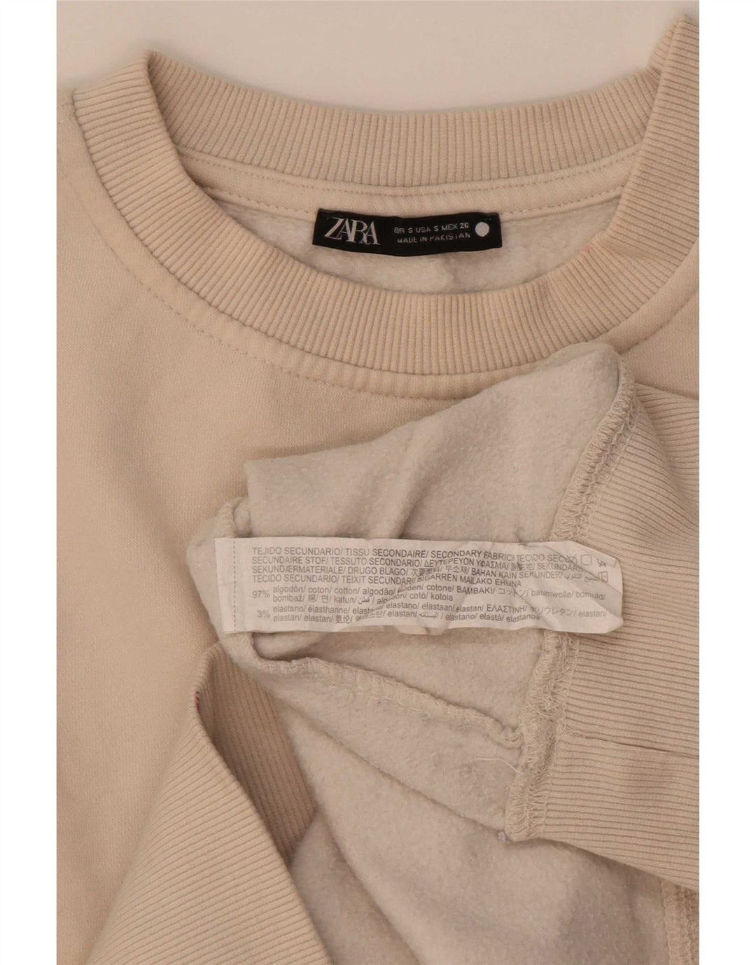 Felpa oversize da donna Zara UK 10 piccola in cotone beige