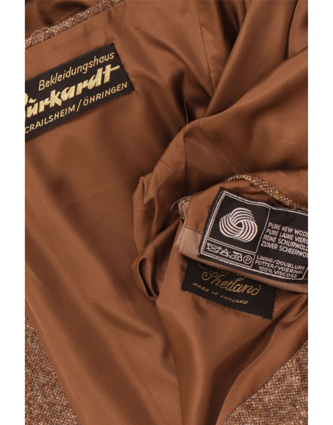 Giacca blazer da uomo a 2 bottoni VINTAGE UK 38 Lana nuova screziata marrone medio