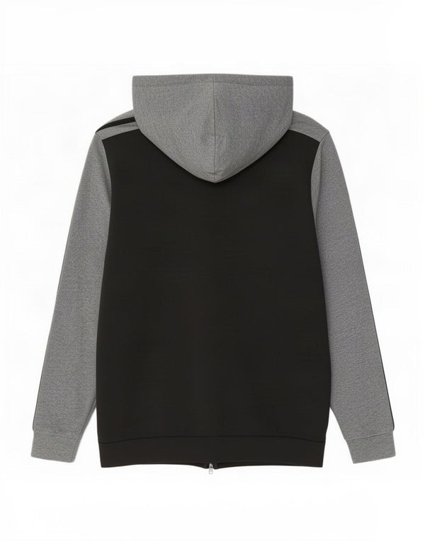 Maglione con cappuccio e zip da uomo Adidas in cotone color block medio nero