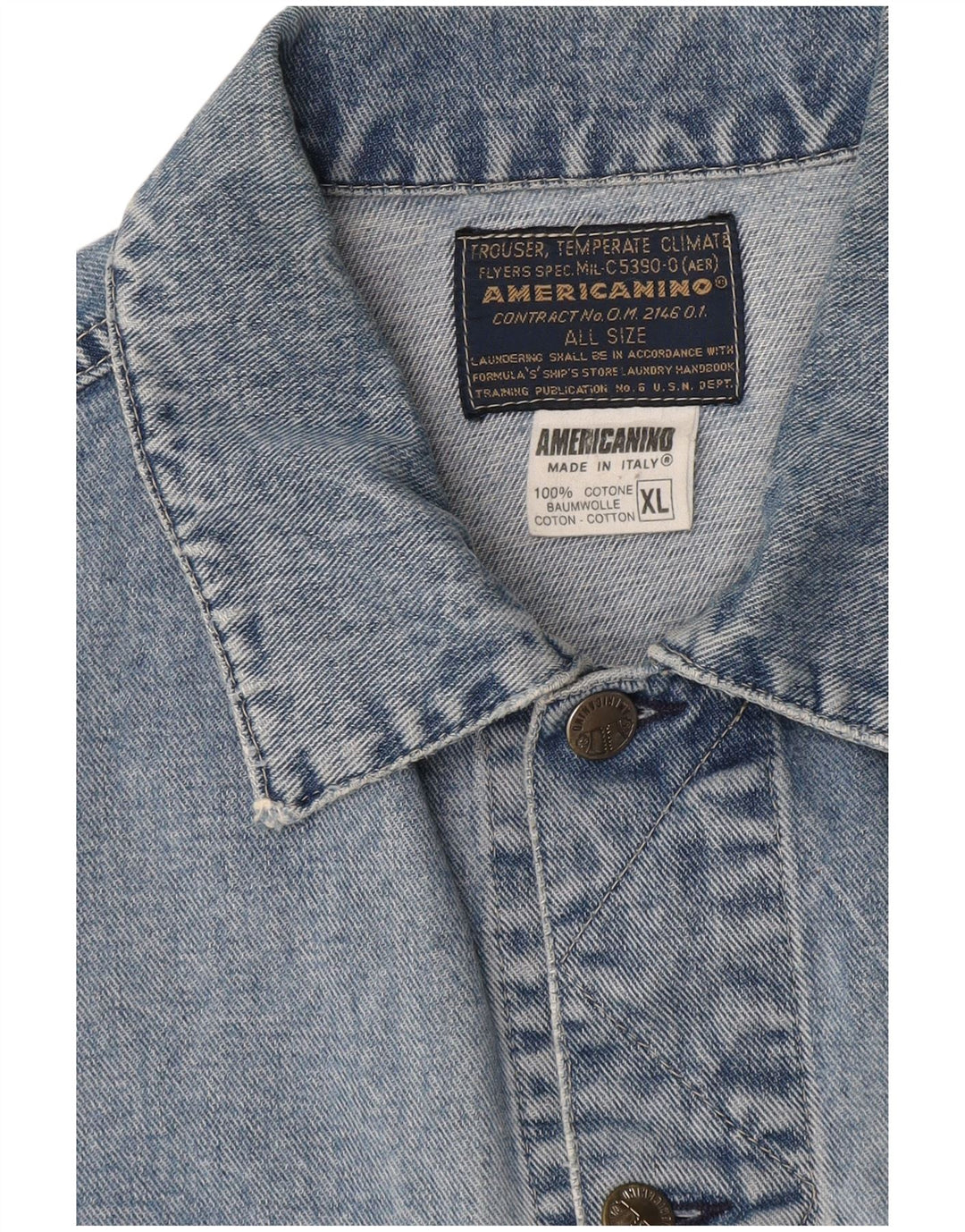 AMERICANINO Giacca in denim da uomo UK 42 XL Blu cotone