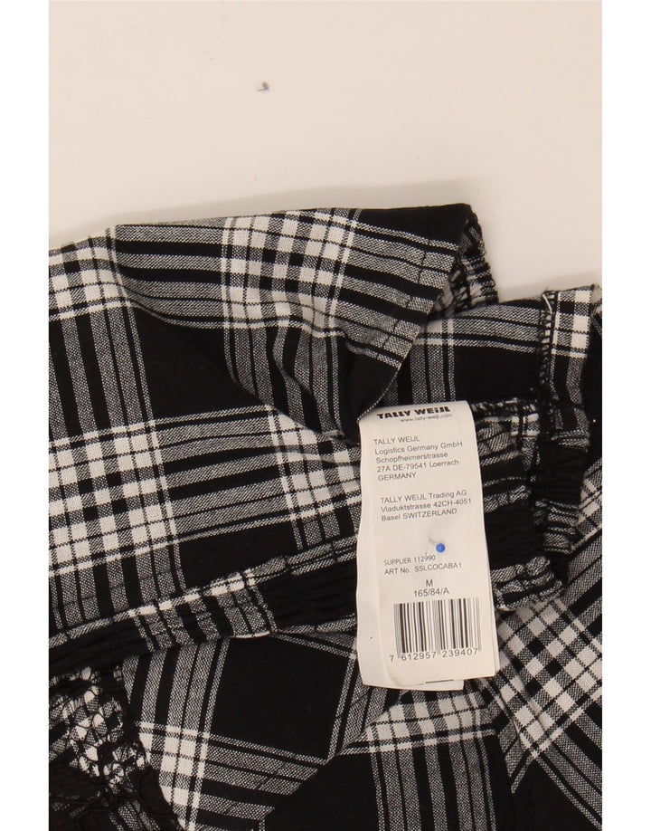 TALLY WEIJL Womens Corset Top UK 12 Medium Black Check Cotton Vintage Tally Weijl and Second-Hand Tally Weijl from Messina Hembry 