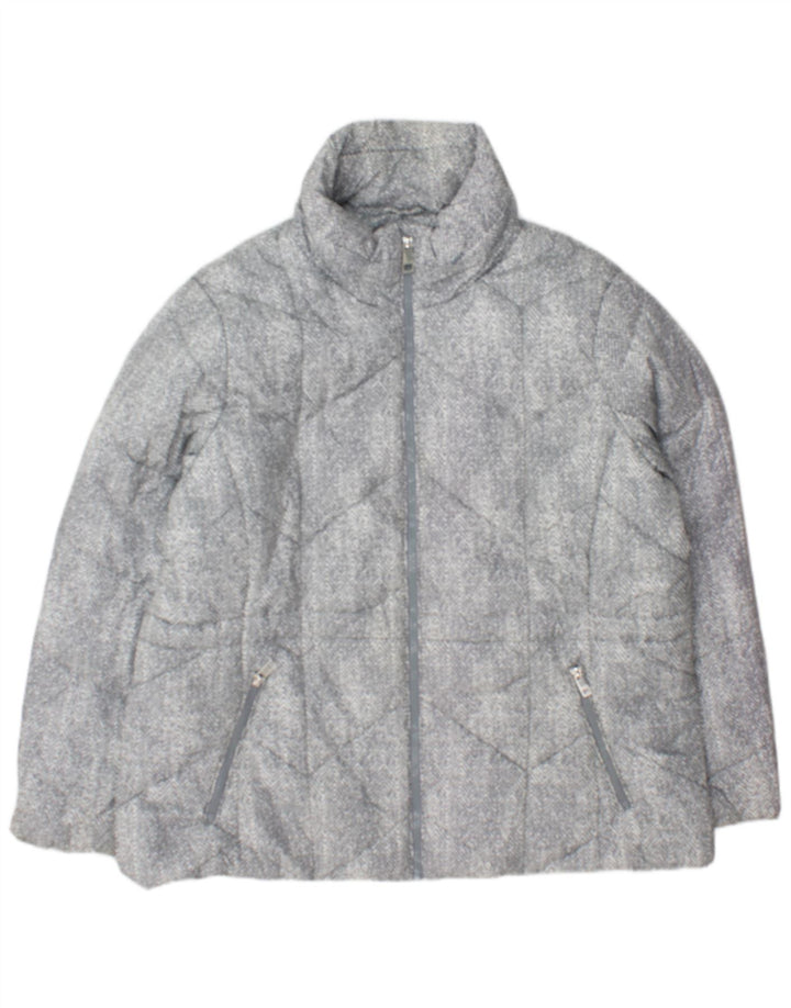 Giacca imbottita da donna Marks & Spencer UK 20 2XL Poliestere grigio a spina di pesce