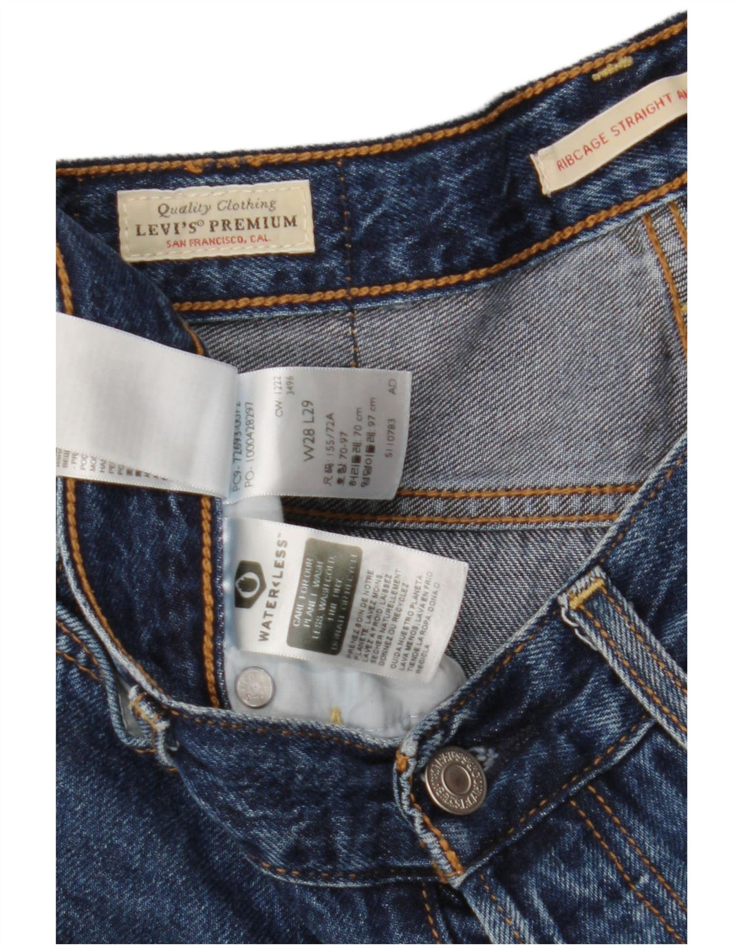 Levi's Jeans dritti da uomo a gabbia toracica W28 L29 in cotone blu