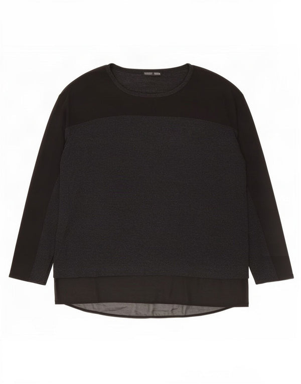 Top Zara da donna oversize a maniche lunghe UK 14 viscosa nera media