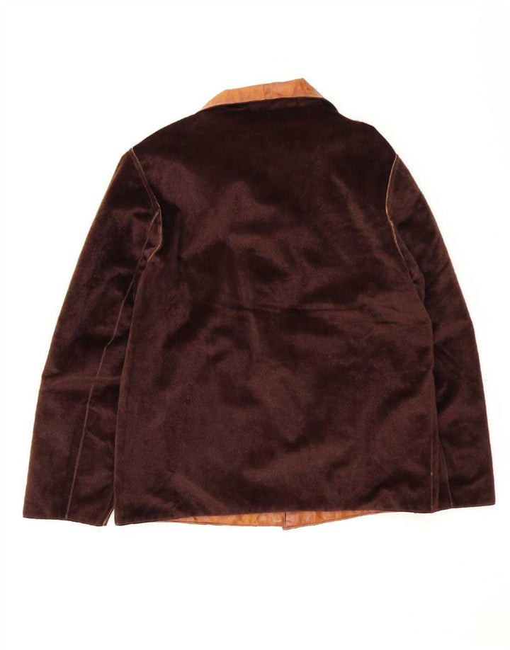Giacca reversibile in pelle da uomo vintage IT 52 grande marrone