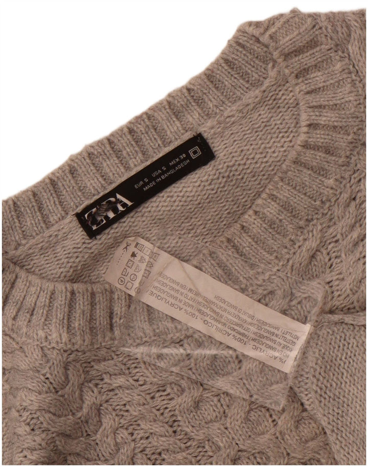 Maglione girocollo oversize da donna Zara UK 10 piccolo acrilico grigio