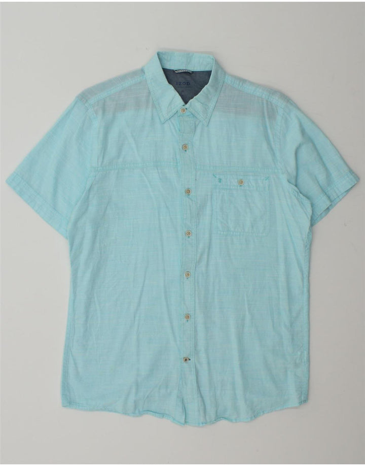 IZOD Mens Short Sleeve Shirt Medium Blue Pinstripe Cotton Vintage Izod and Second-Hand Izod from Messina Hembry 