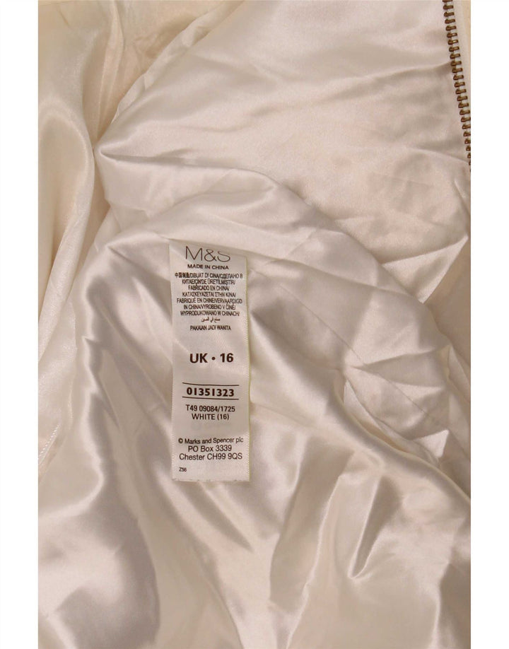 Giacca pratica con cappuccio da donna Marks & Spencer UK 16 grande bianco sporco