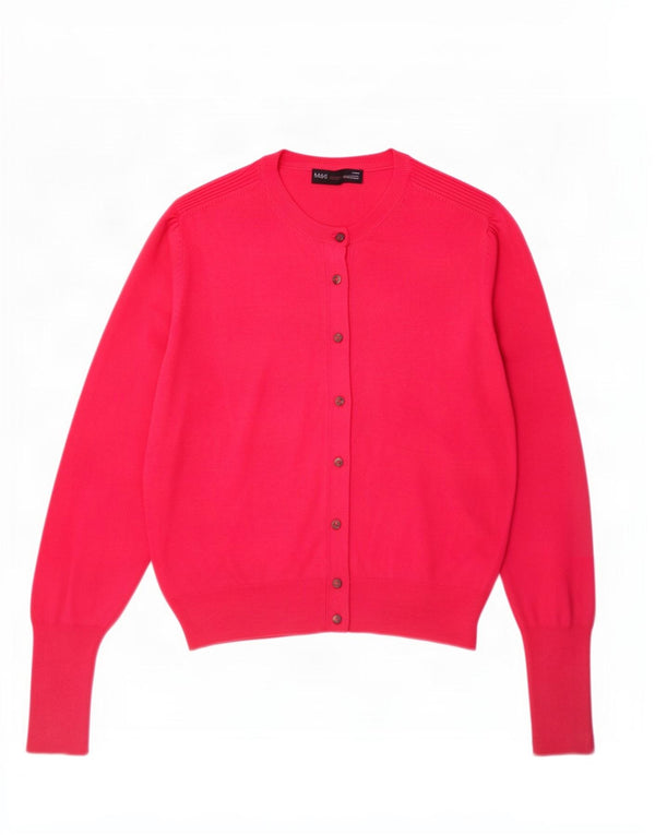 Maglione cardigan da donna Marks & Spencer UK 14 Viscosa rosa medio