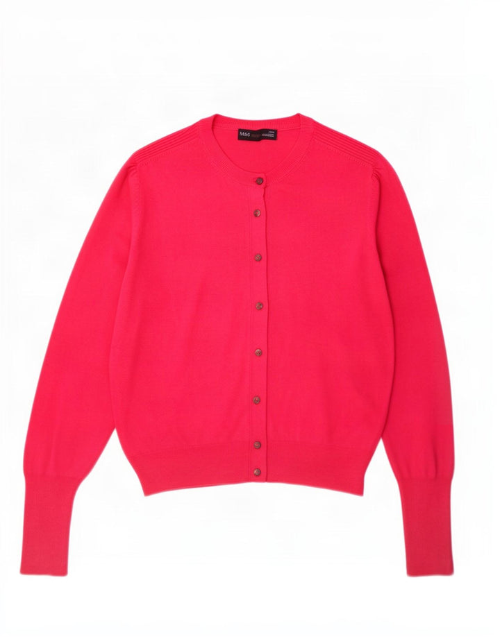 Maglione cardigan da donna Marks & Spencer UK 14 Viscosa rosa medio