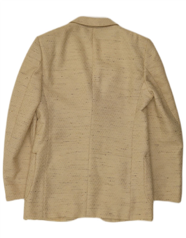 Giacca blazer vintage da uomo a 3 bottoni IT 48 Lana vergine screziata beige medio