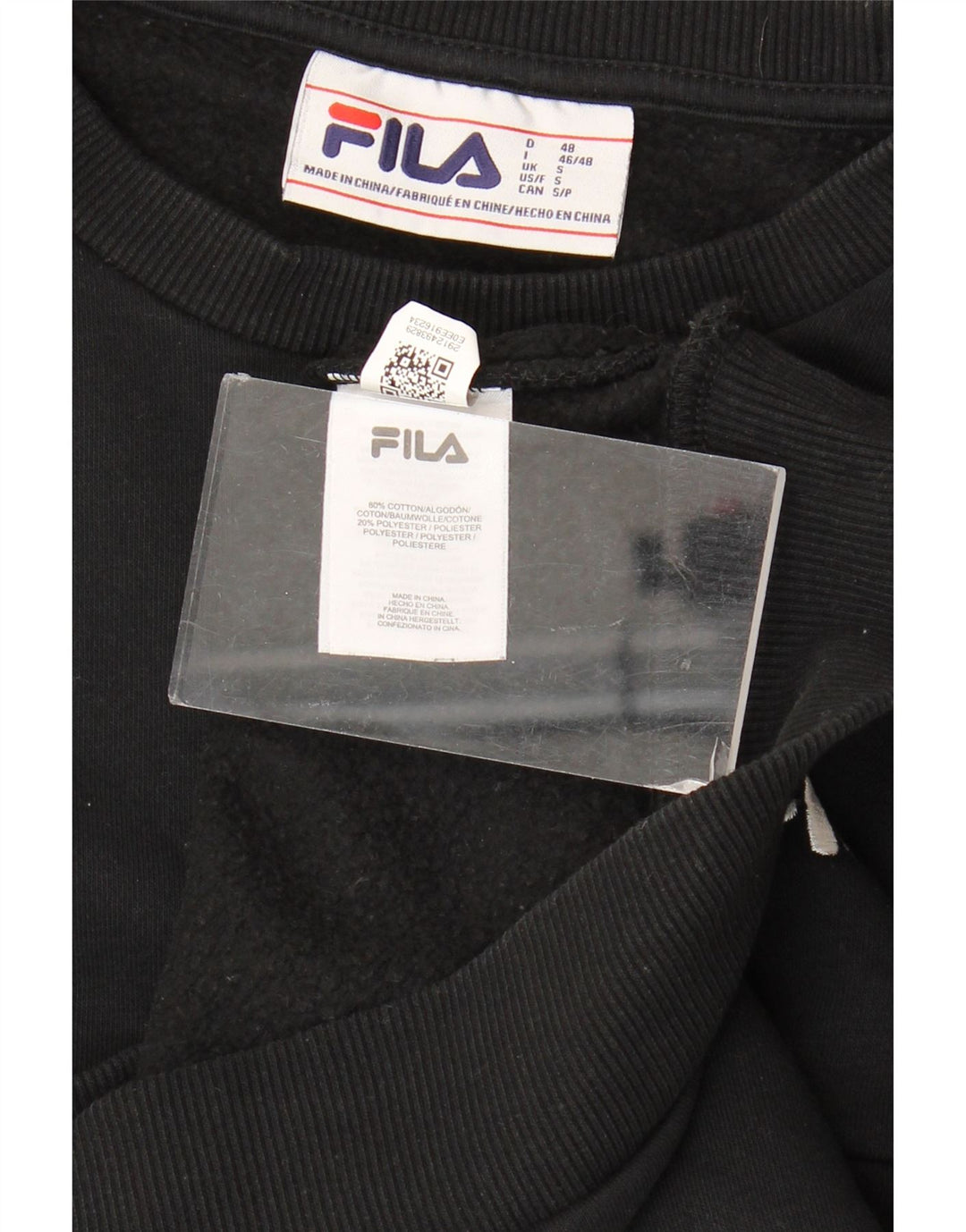 Fila Uomo Felpa Maglione Piccolo Nero Colorblock Cotone