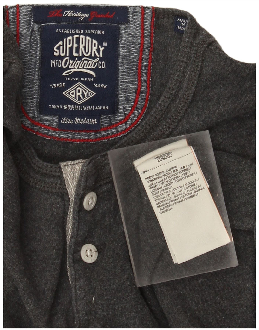 Maglia da uomo Heritage Superdry a maniche lunghe in cotone grigio medio