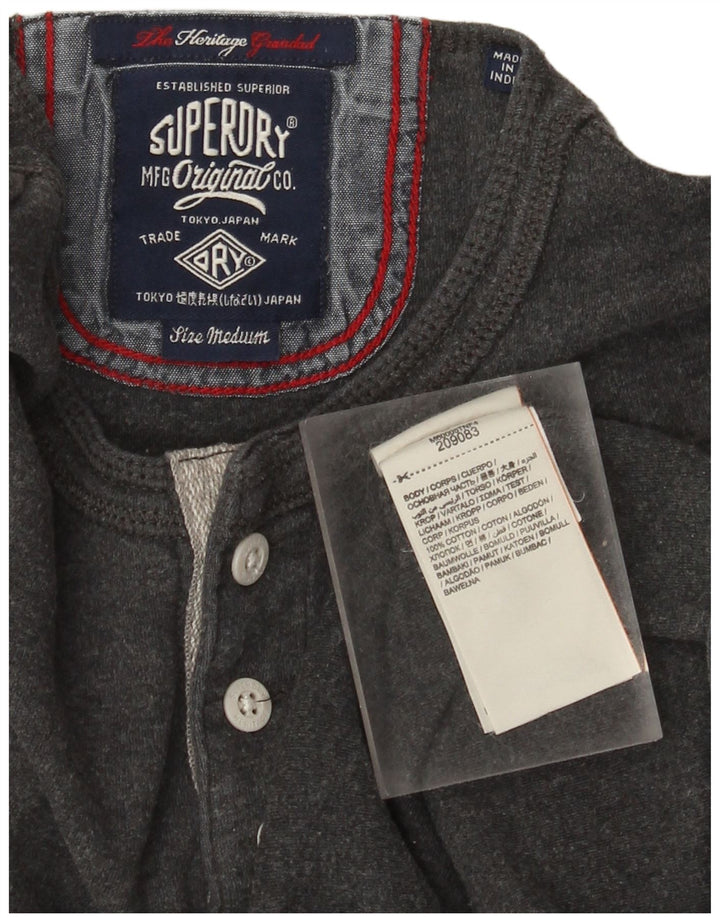 Maglia da uomo Heritage Superdry a maniche lunghe in cotone grigio medio