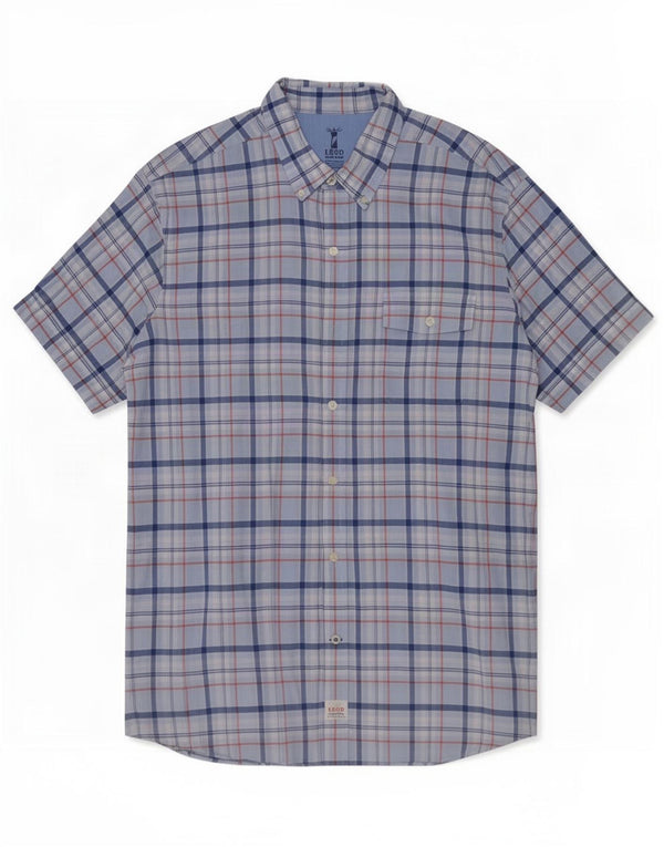 Camicia a maniche corte da uomo Izod a quadri blu grandi