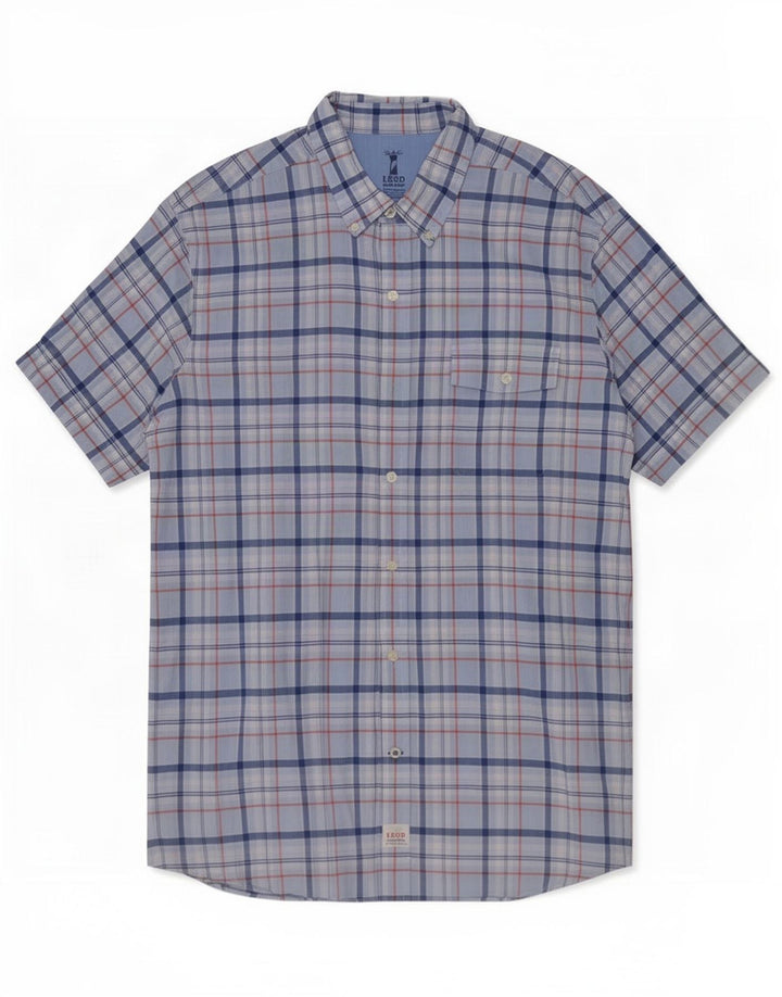 Camicia a maniche corte da uomo Izod a quadri blu grandi