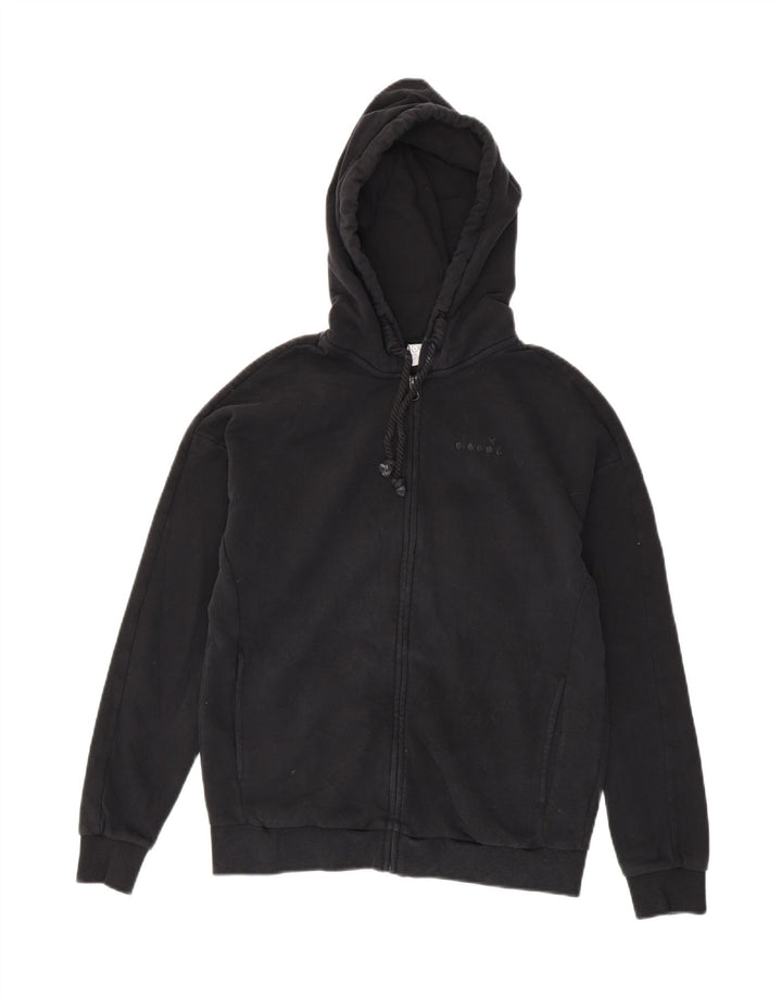 Felpa con cappuccio e zip Diadora da uomo piccola in cotone nero