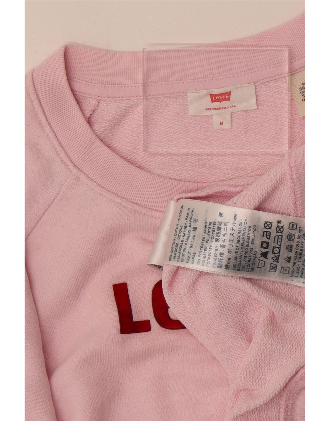 Levi's Donna Felpa oversize con grafica Maglione UK 14 Cotone rosa medio
