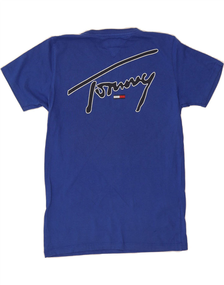 TOMMY HILFIGER Mens Graphic T-Shirt Top Small Blue Cotton Vintage Tommy Hilfiger and Second-Hand Tommy Hilfiger from Messina Hembry 
