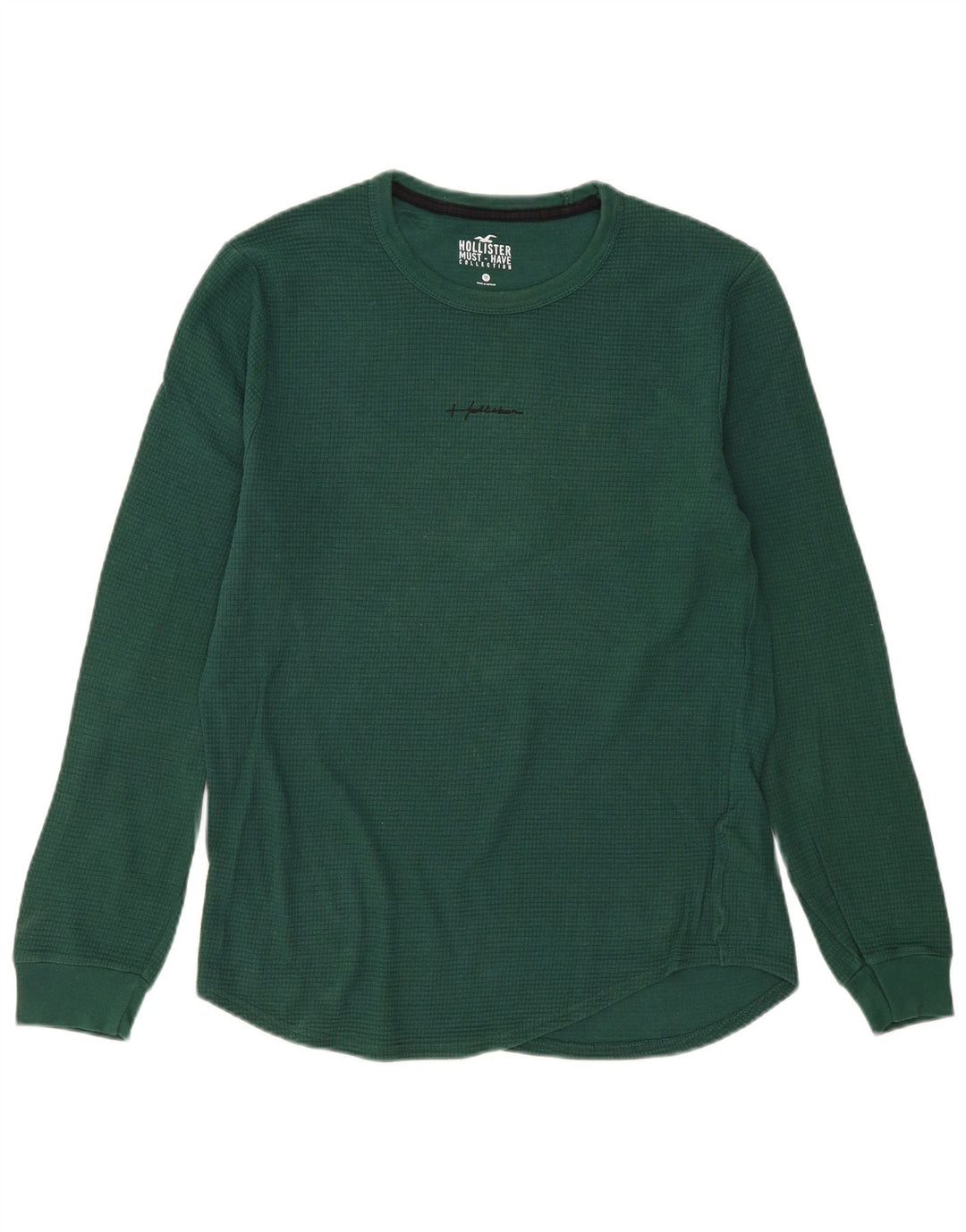 Top Hollister da uomo a maniche lunghe in cotone verde medio