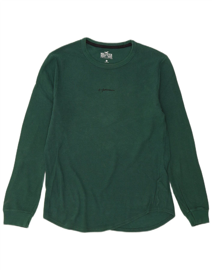 Top Hollister da uomo a maniche lunghe in cotone verde medio