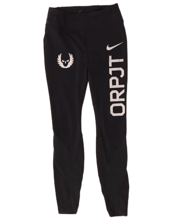 Nike Womens Oregon Graphic Leggings UK 8 Small  Black Nylon