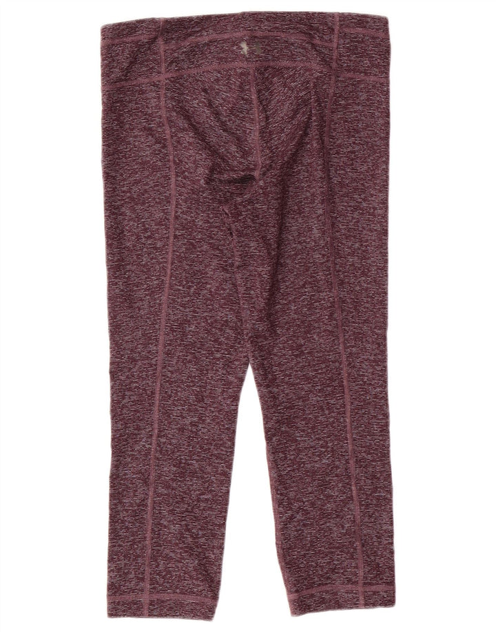 UNDER ARMOUR Leggings Capri da donna UK 10 Piccolo poliestere screziato bordeaux