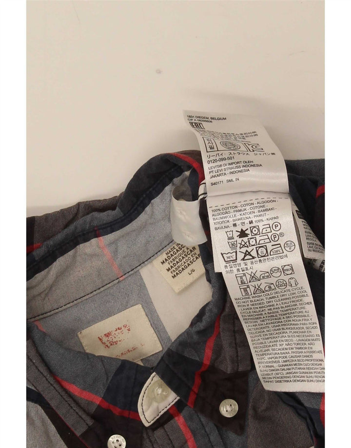 Camicia da uomo Levi's grande in cotone scozzese blu navy