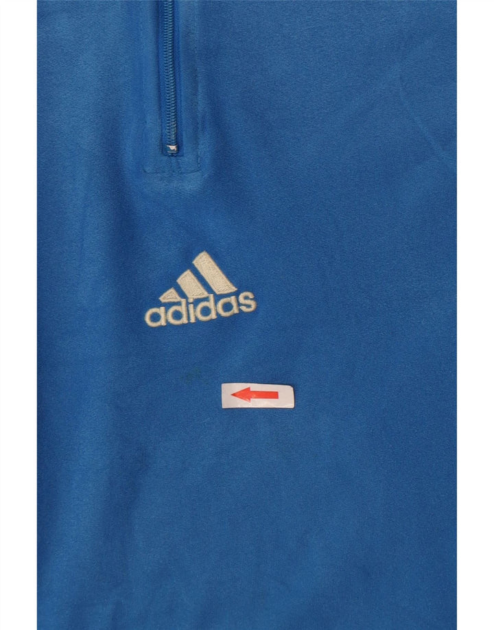 Top Adidas da donna, vestibilità ampia, collo con zip, manica lunga, poliestere blu medio