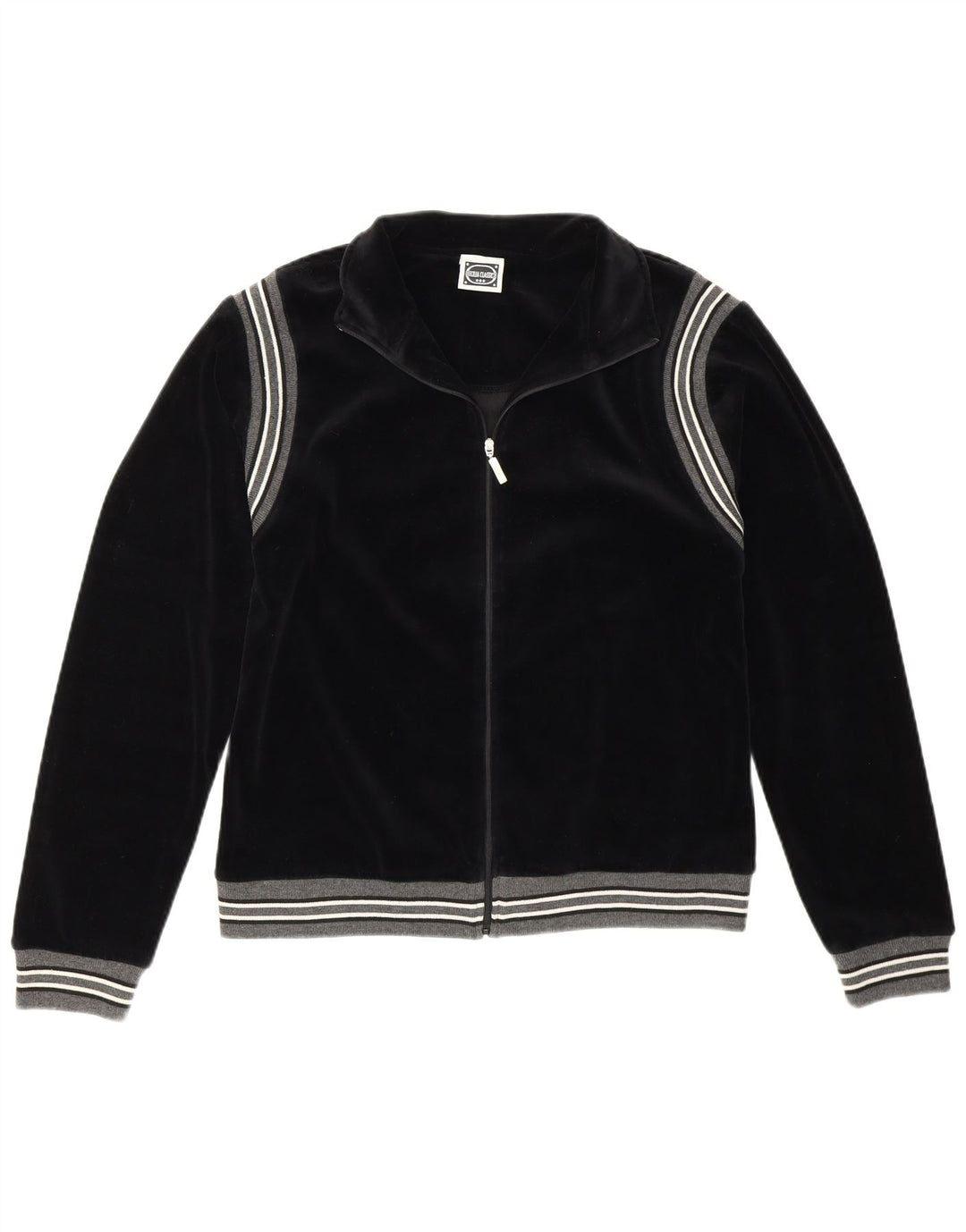 Giacca da ginnastica vintage da donna EU 36/38 piccola in cotone a righe nere