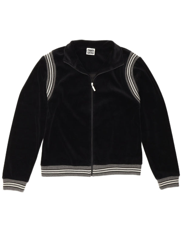 Giacca da ginnastica vintage da donna EU 36/38 piccola in cotone a righe nere