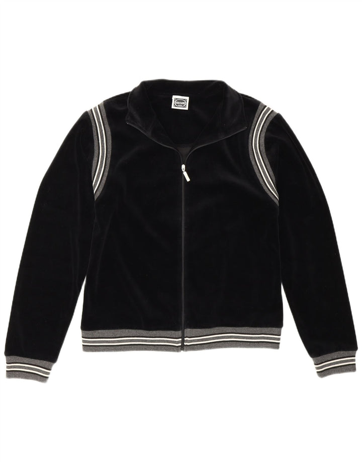 Giacca da ginnastica vintage da donna EU 36/38 piccola in cotone a righe nere
