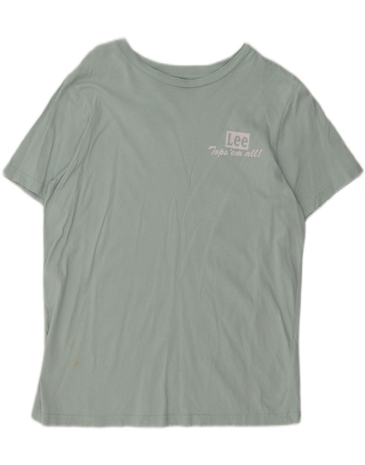 LEE Womens Regular Fit Graphic T-Shirt Top UK 14 Medium Green Cotton Vintage Lee and Second-Hand Lee from Messina Hembry 