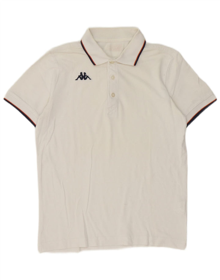 Polo Kappa Uomo Small in Cotone Rigato Bianco