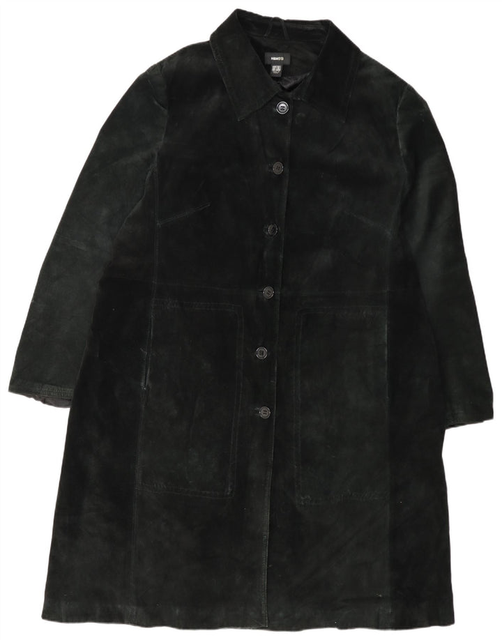 H&M Soprabito in pelle scamosciata da donna UK 26 4XL Nero