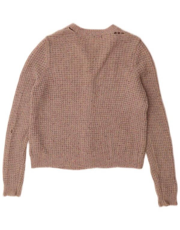 Maglione cardigan da donna Marks & Spencer UK 14 grande lana screziata grigia