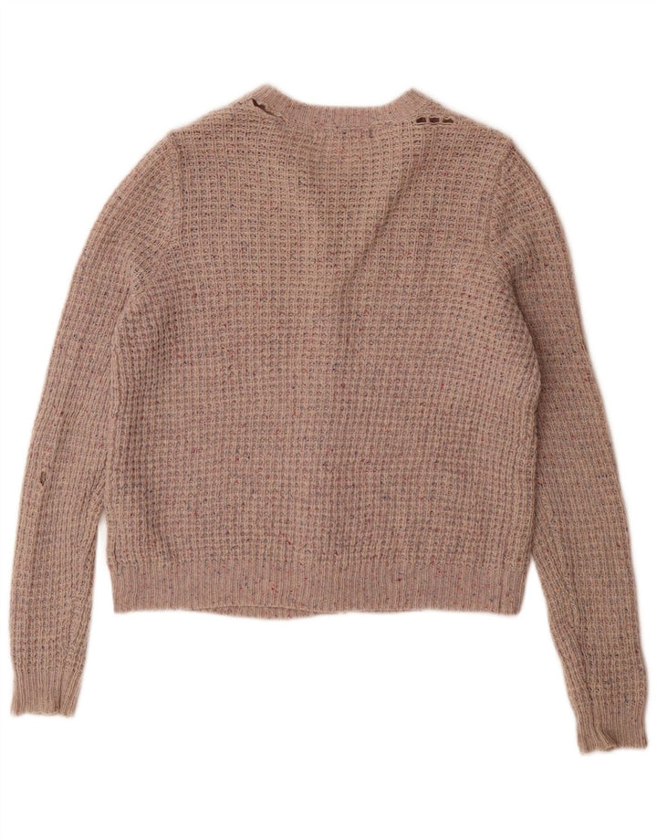 Maglione cardigan da donna Marks & Spencer UK 14 grande lana screziata grigia