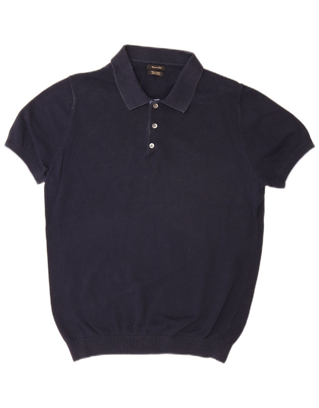 Massimo Dutti Maglione da uomo a maniche corte con collo a polo grande blu navy