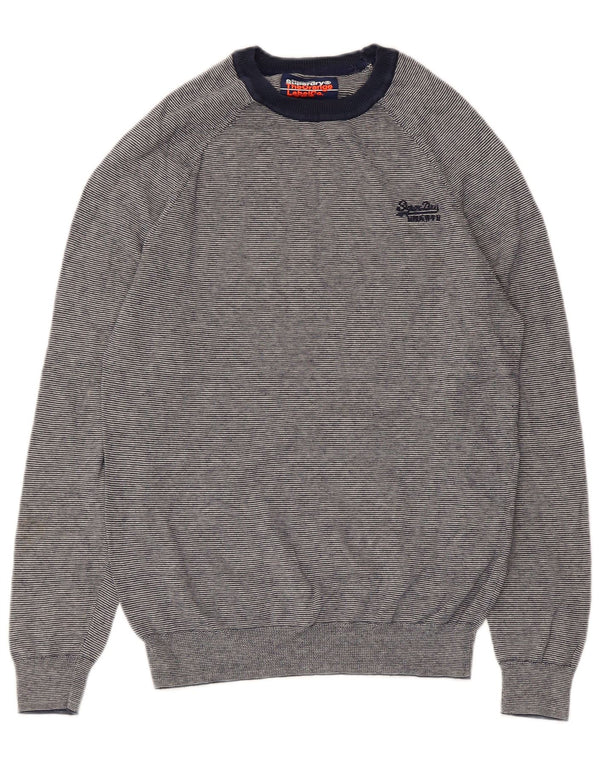 Maglione da uomo girocollo Superdry XS in cotone gessato blu navy