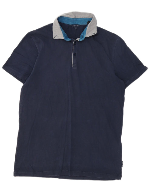 Polo da uomo Ted Baker taglia 3 media in cotone blu navy