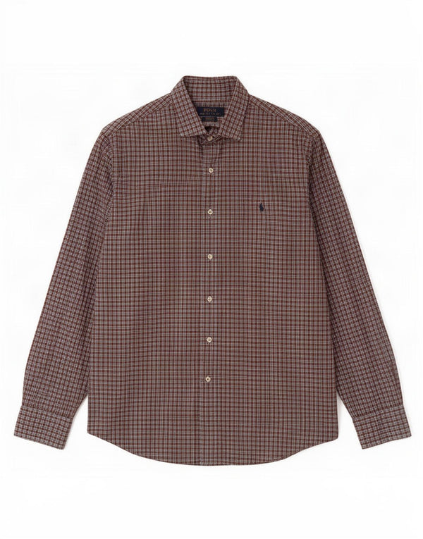 Polo Ralph Lauren Camicia da uomo in cotone a quadri marroni grandi