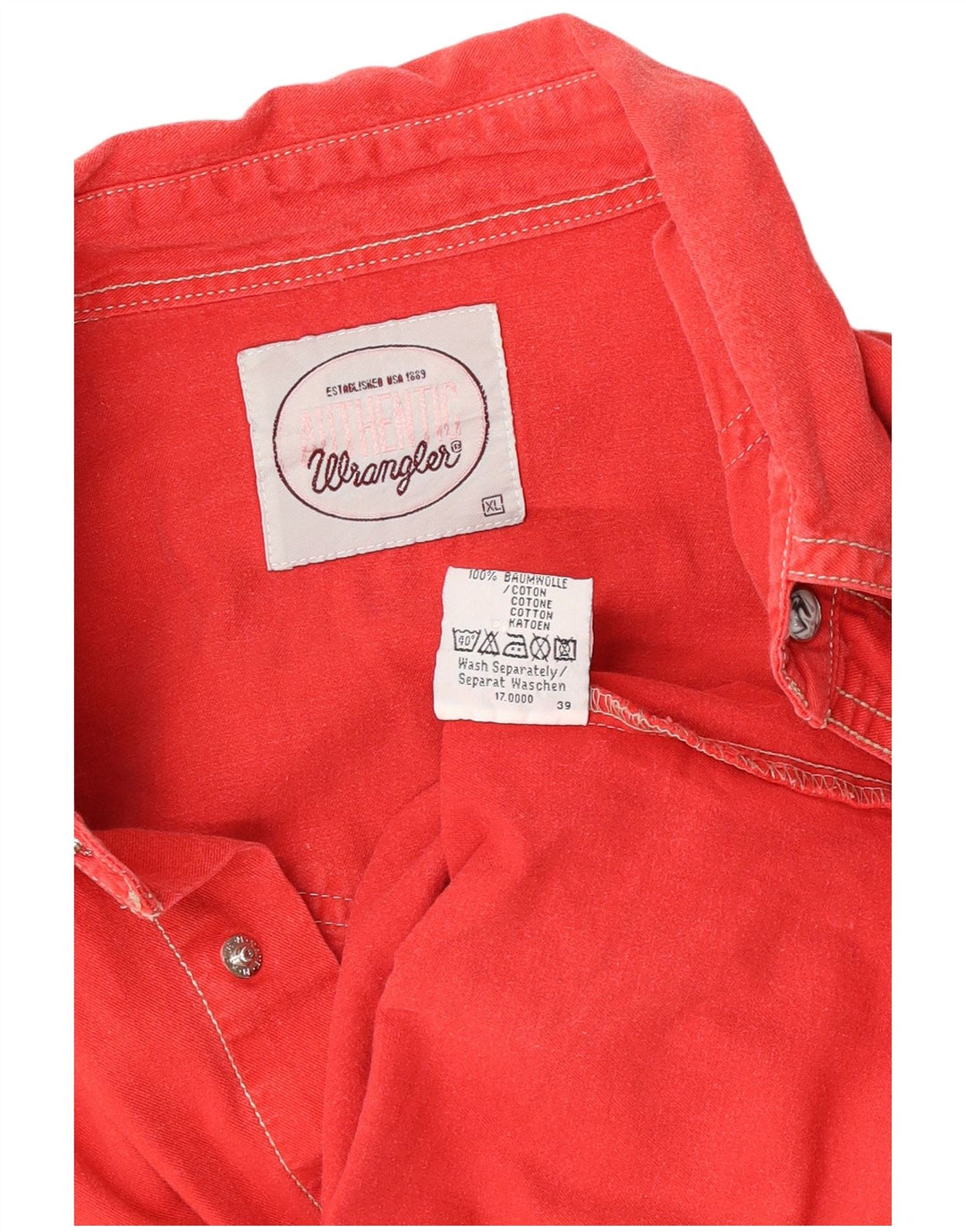 Camicia di jeans da uomo Wrangler XL in cotone rosso