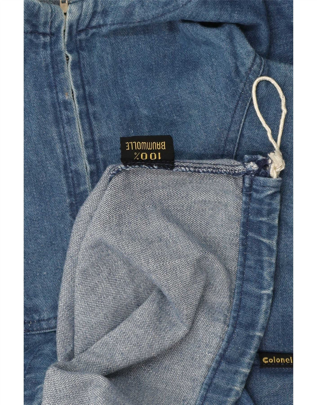 Vintage Mens Hooded Pullover Denim Jacket UK 42 XL Blue Cotton