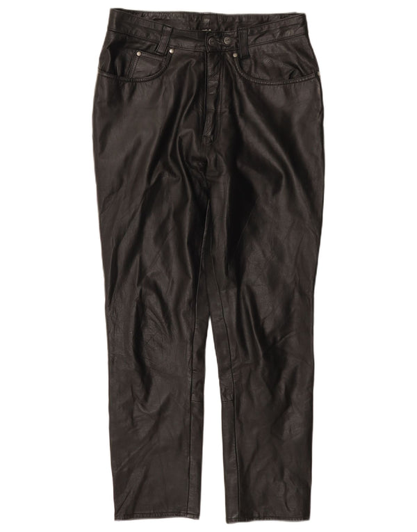 POLO Mens Leather Slim Trousers IT 46 Small W28 L26 Black